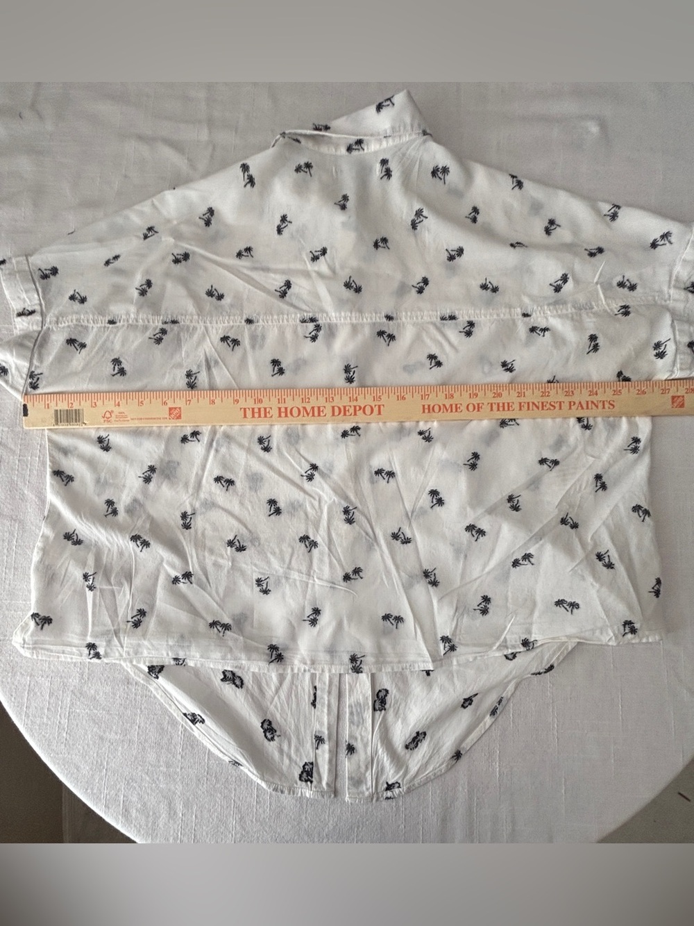 Madewell White Blouse with Black Palm Tree Pattern & Tie Front ~ Women’s Large - Picture 9 of 13